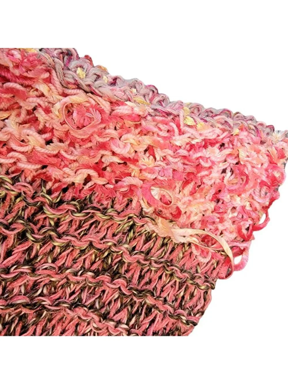 Colorful Fringe Oversize Infinity Scarf Wrap Crochet Knit Women Pink Purple Soft
